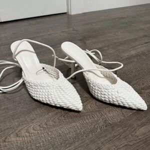 Forever 21 White Textured Heels